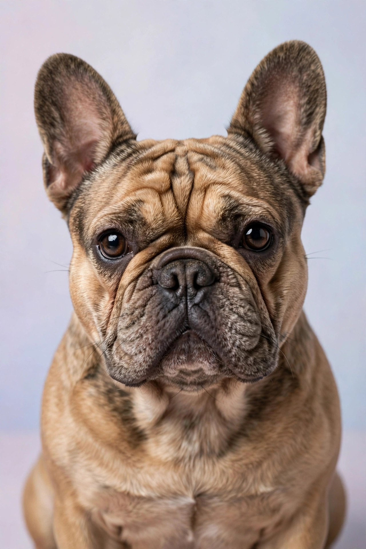 French bulldog studio portrait on a pastel background