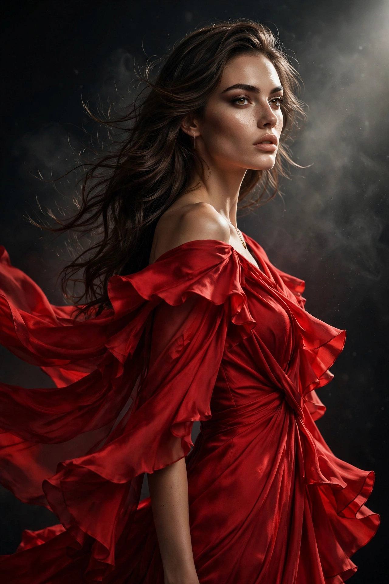 Red Dress Fashion Editorial