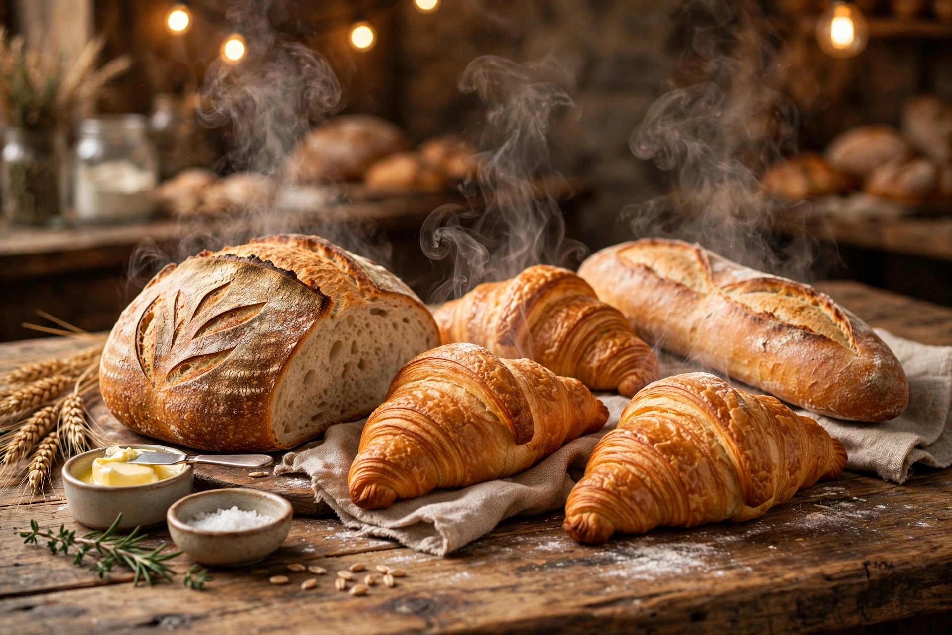 Fresh Baked Bread and Croissants