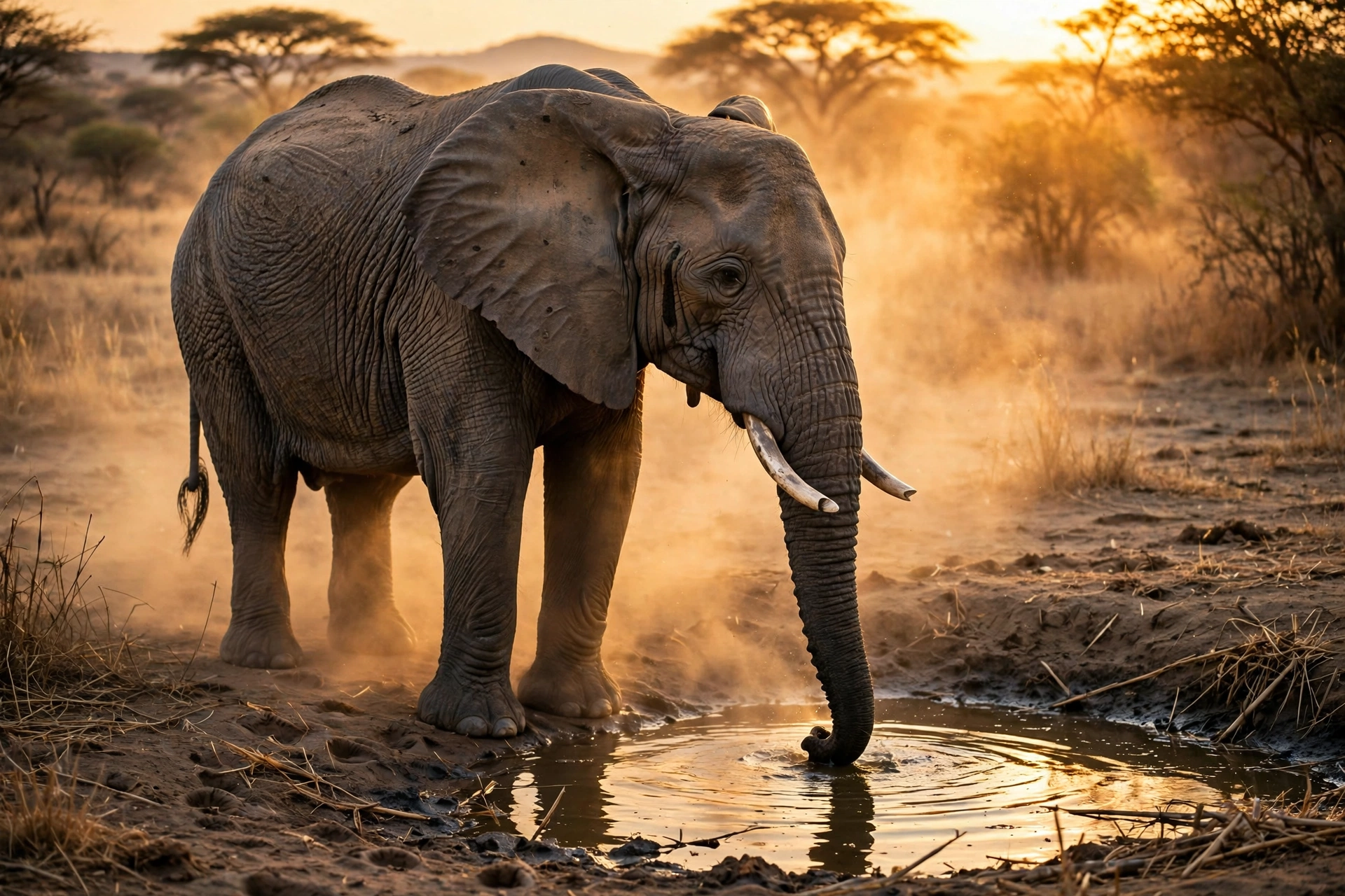 Elephant at the Waterhole