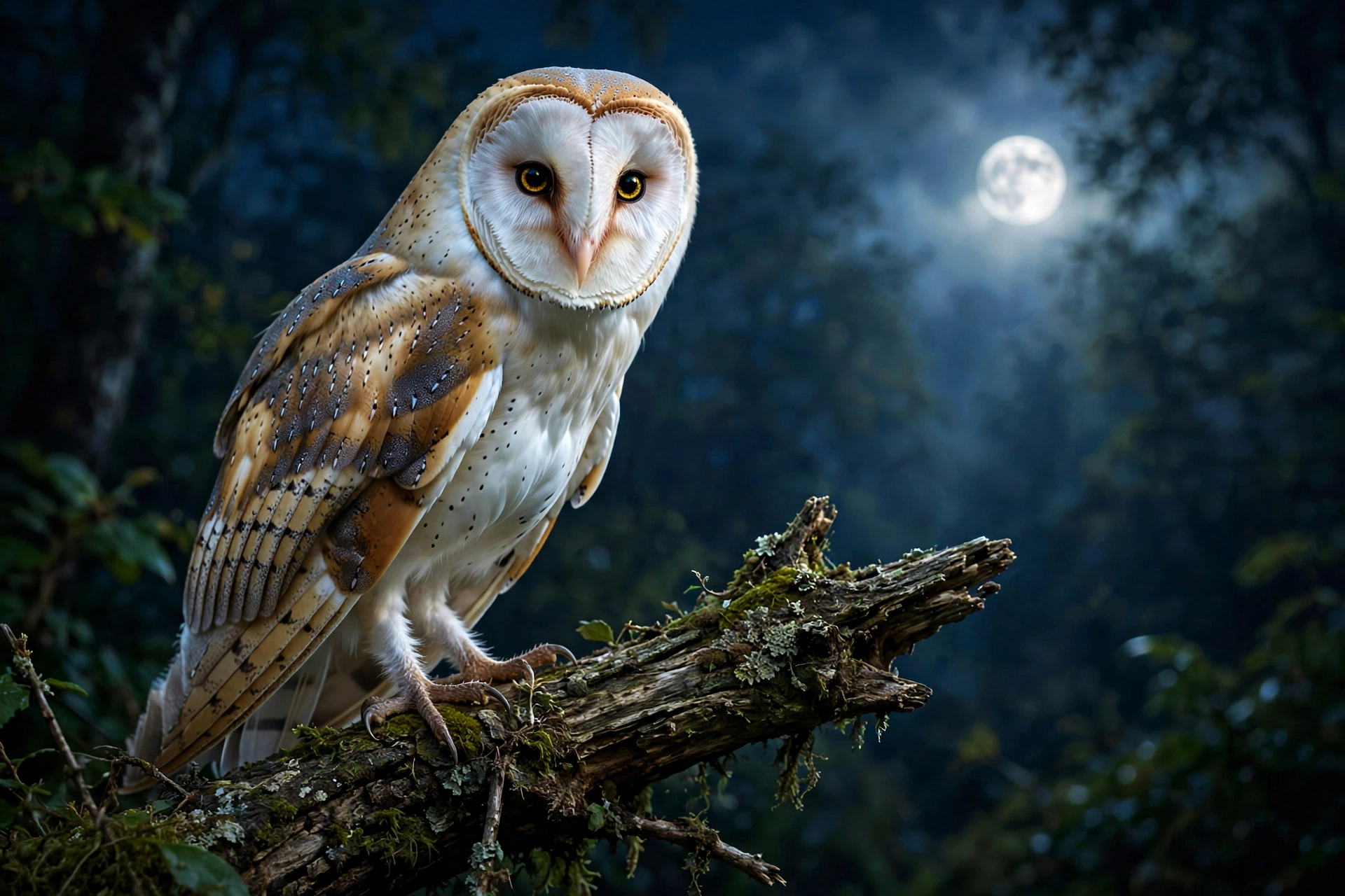 Barn Owl in the Moonlight