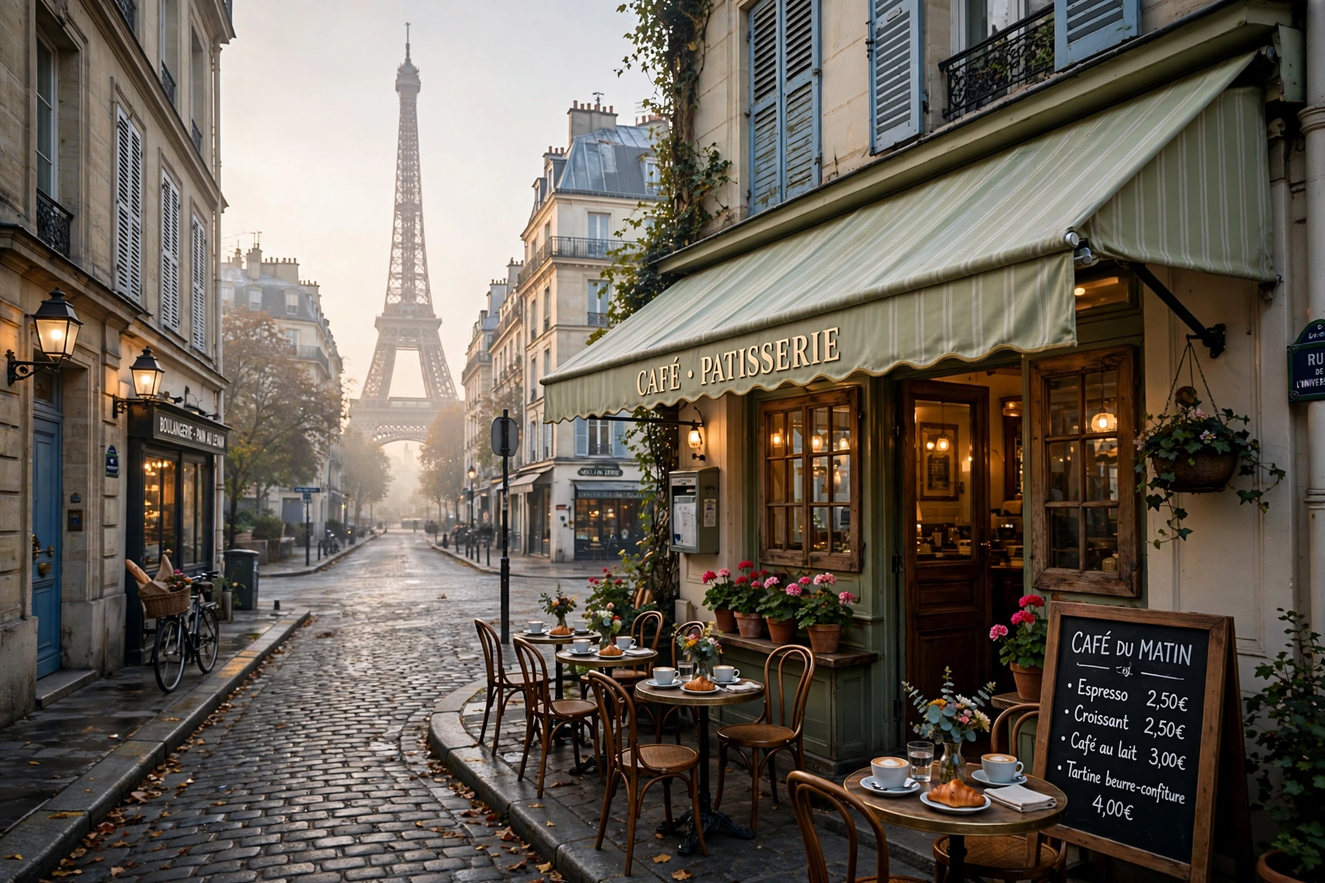 Paris Street and the Eiffel Tower