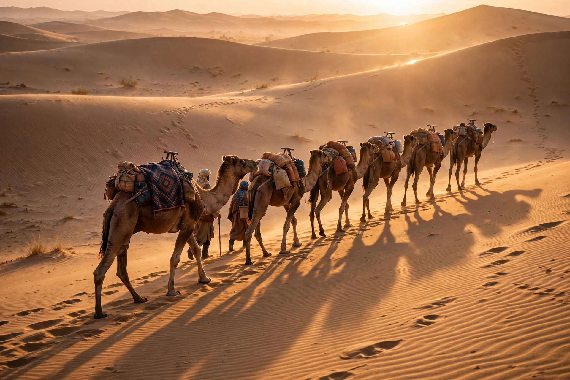 Camel Caravan at Sunrise