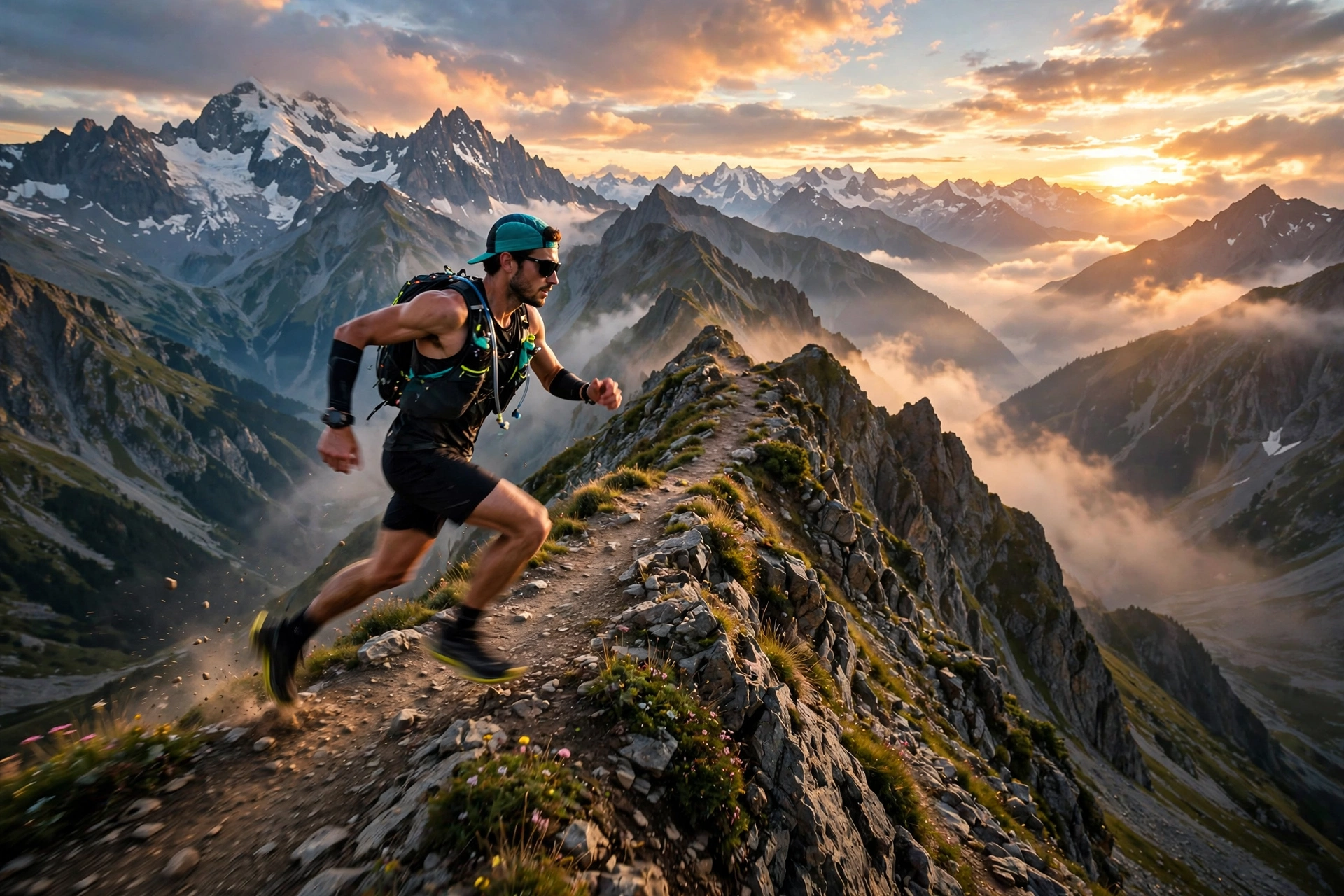 Trail Running on a Mountain Ridge