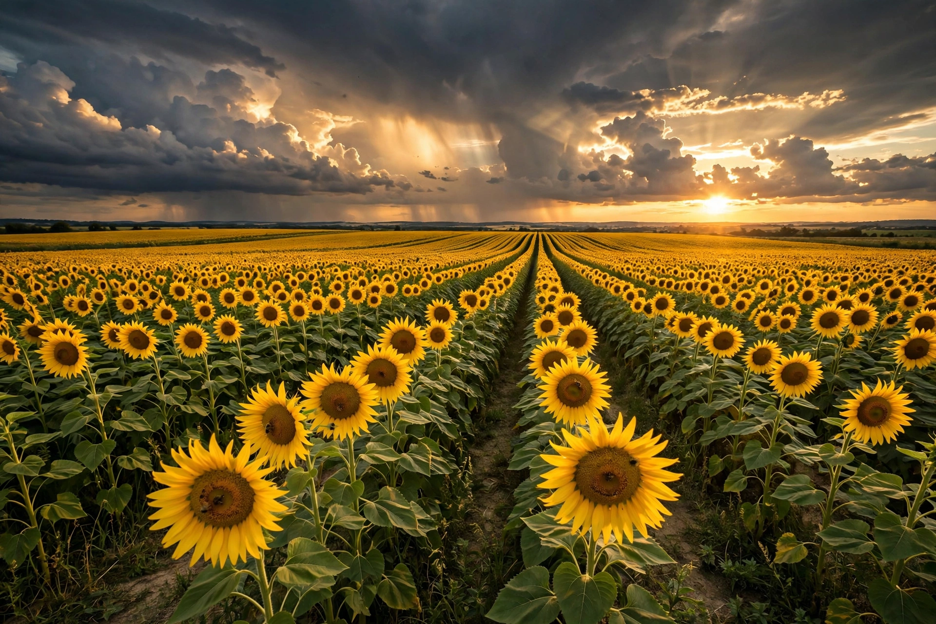 Sunflower Field at Golden Hour
