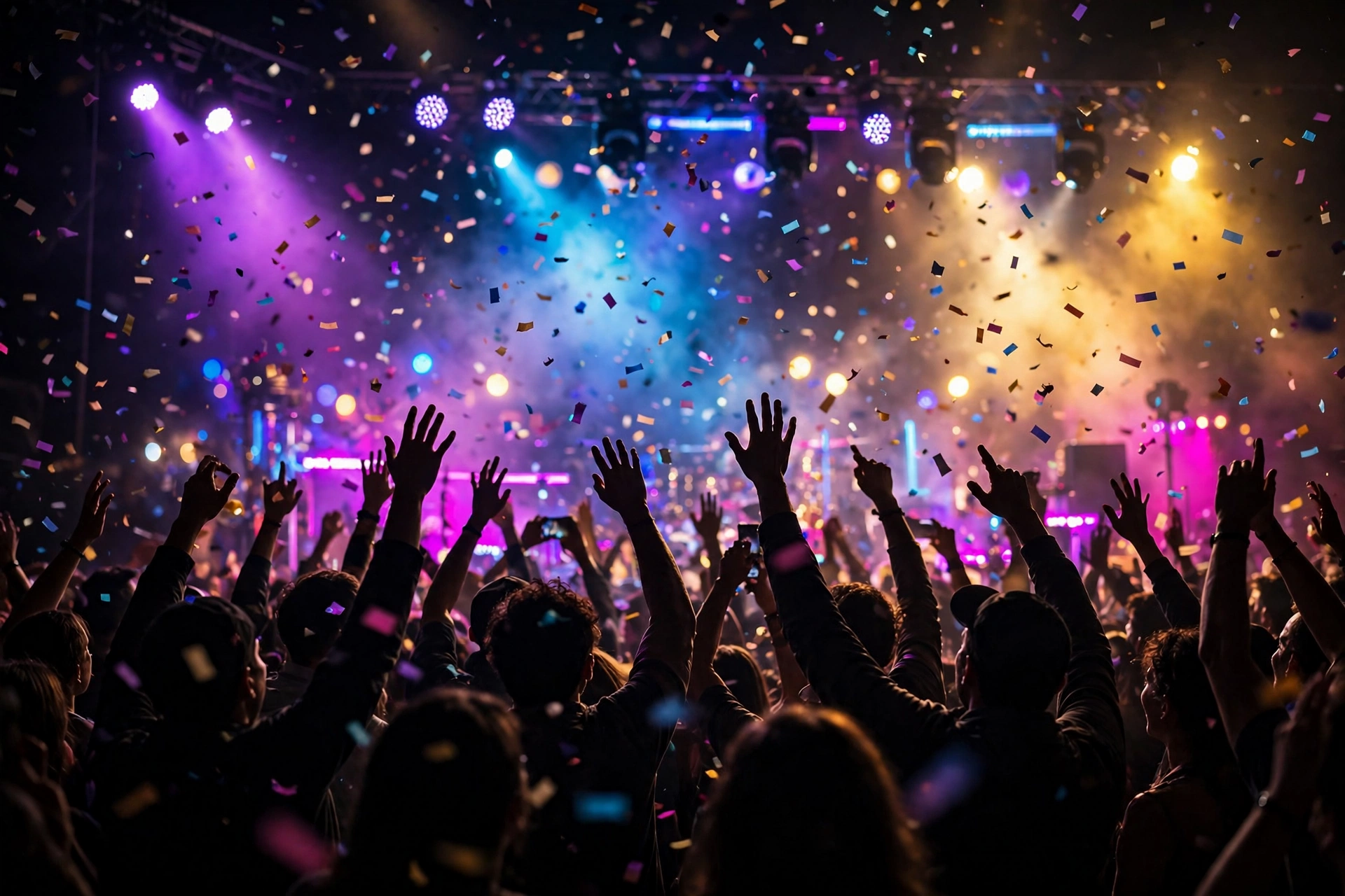 Concert Crowd and Stage Lights