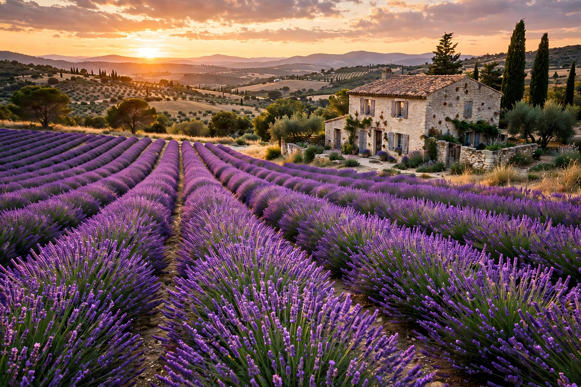 Lavender Field at Sunset