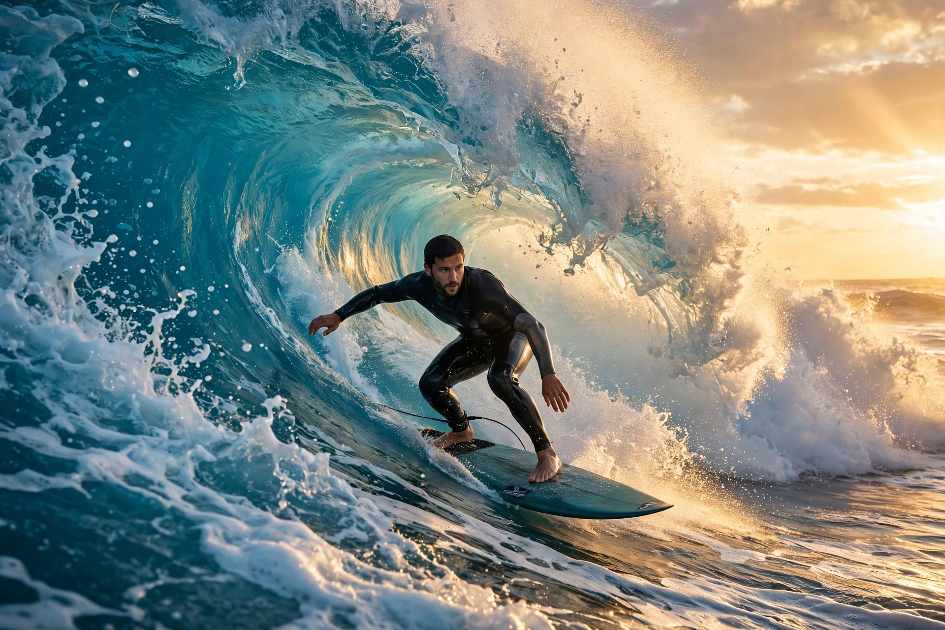 Surfer Riding a Big Wave
