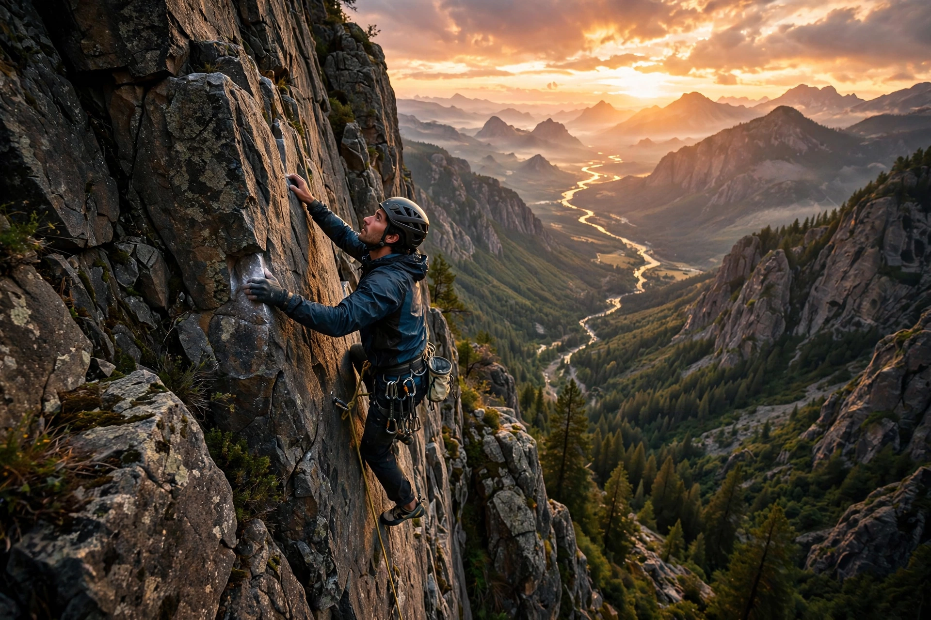 Rock Climbing at Sunset