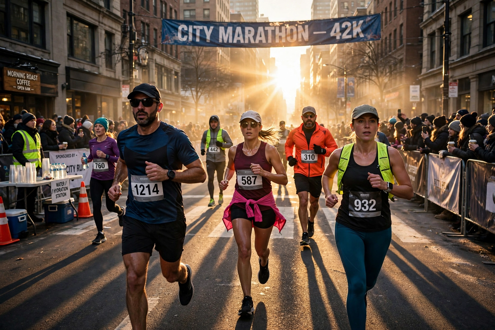 Marathon Runners at Sunrise