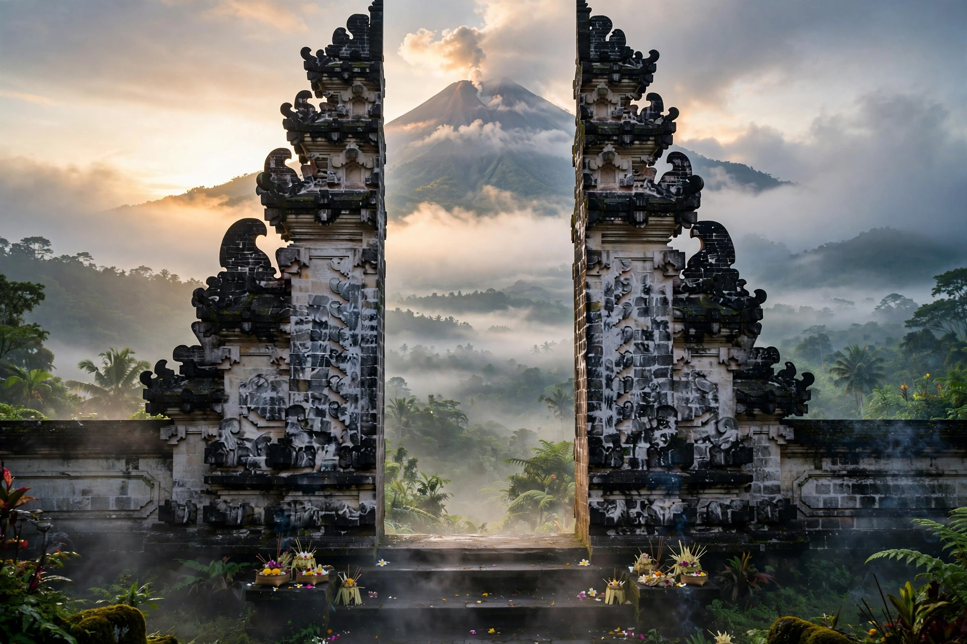 Bali Temple Gate at Sunrise