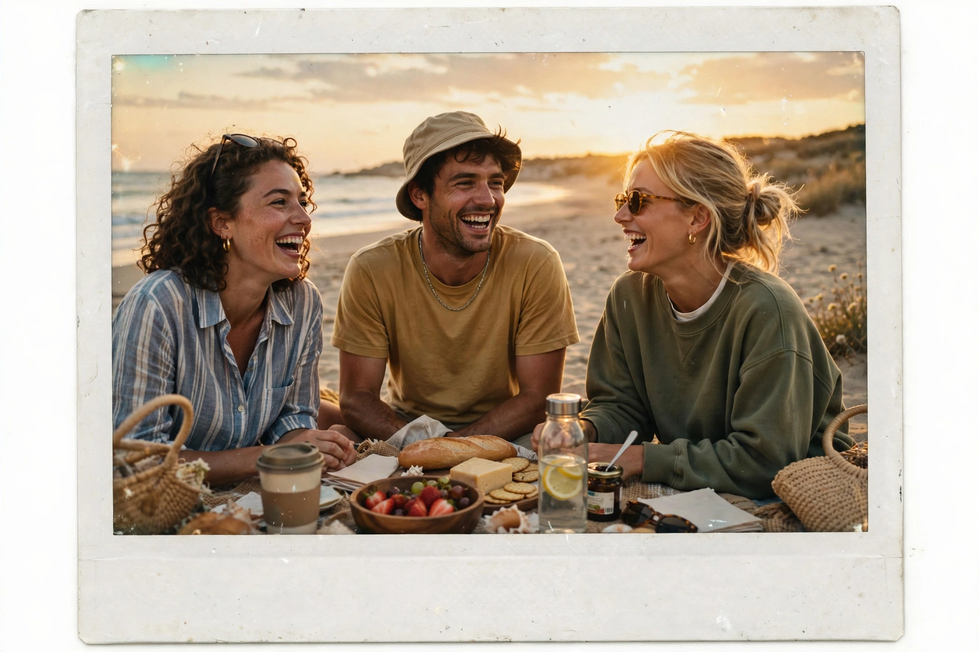 Retro Polaroid Beach Picnic