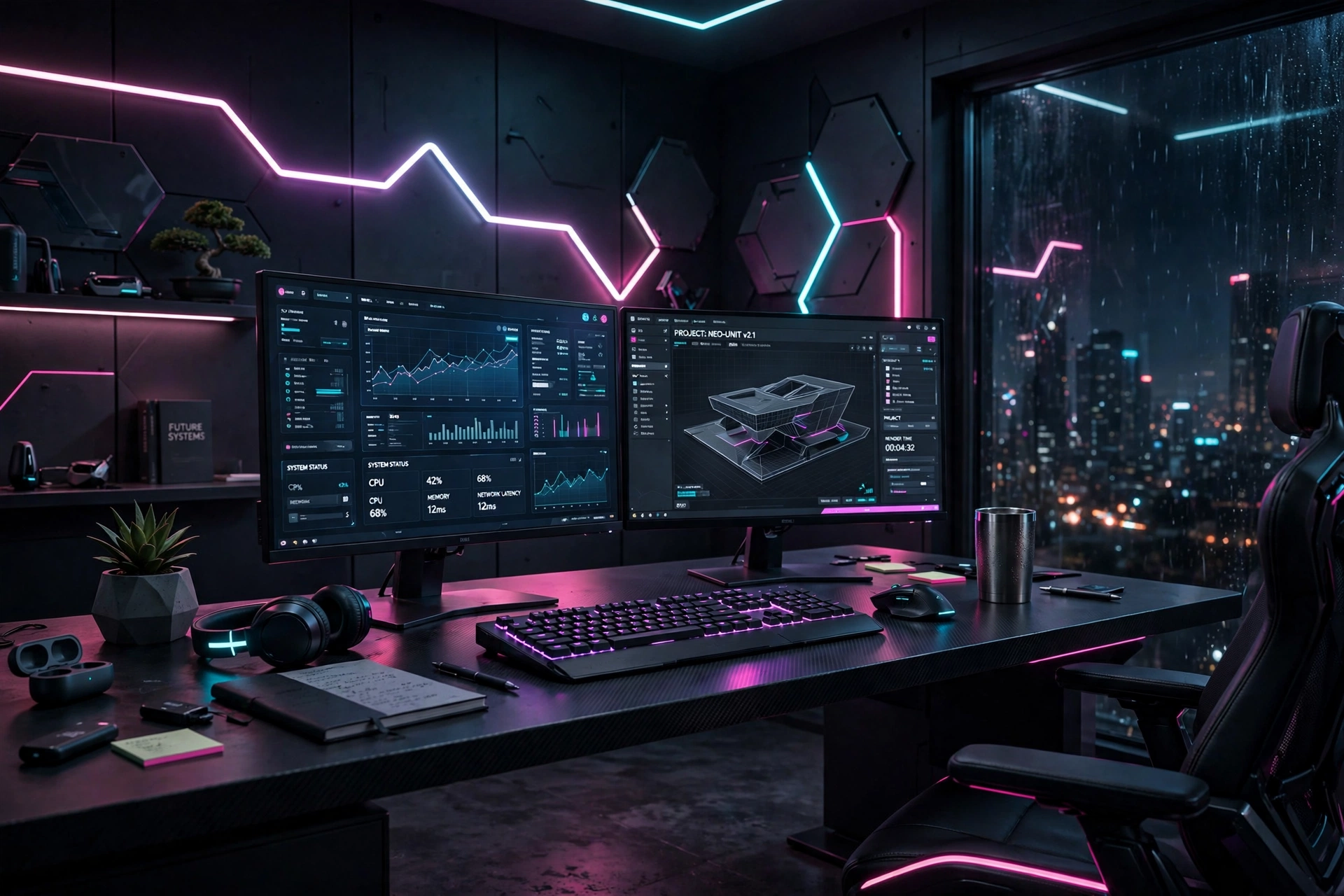 Futuristic Home Office Setup