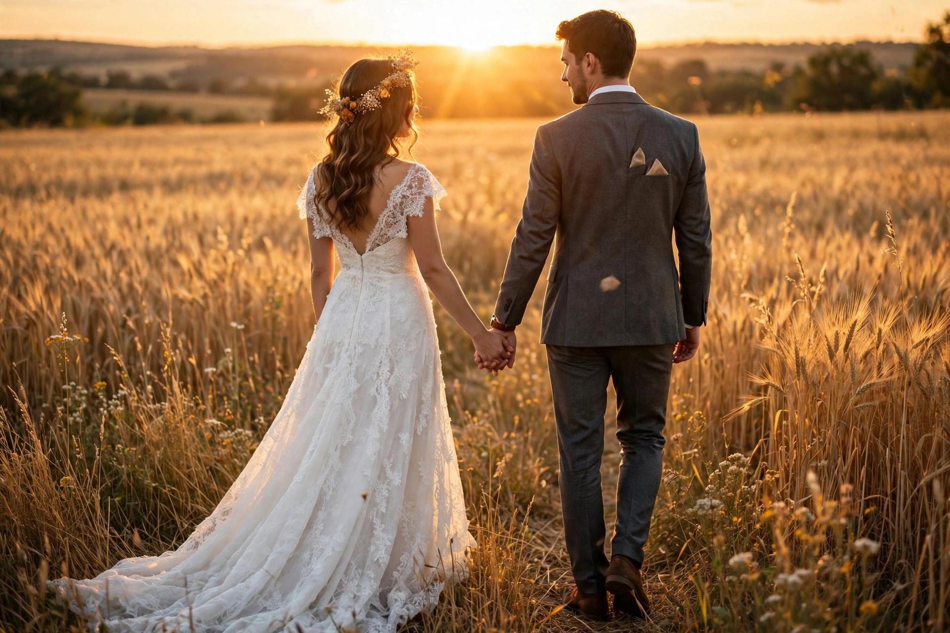 Wedding Couple at Sunset